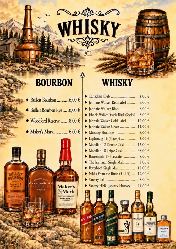 Kartenseite: Whisky & Bourbon
