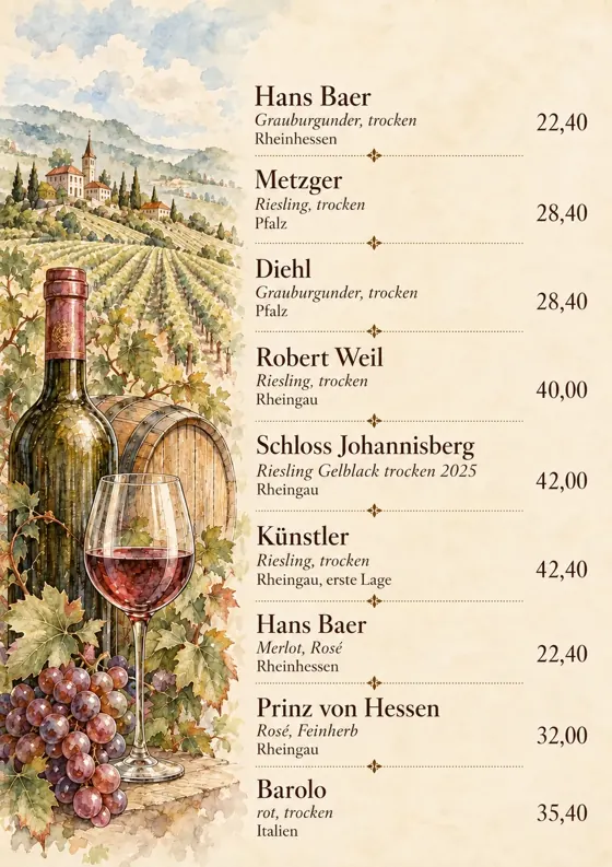 Kartenseite: Weinkarte